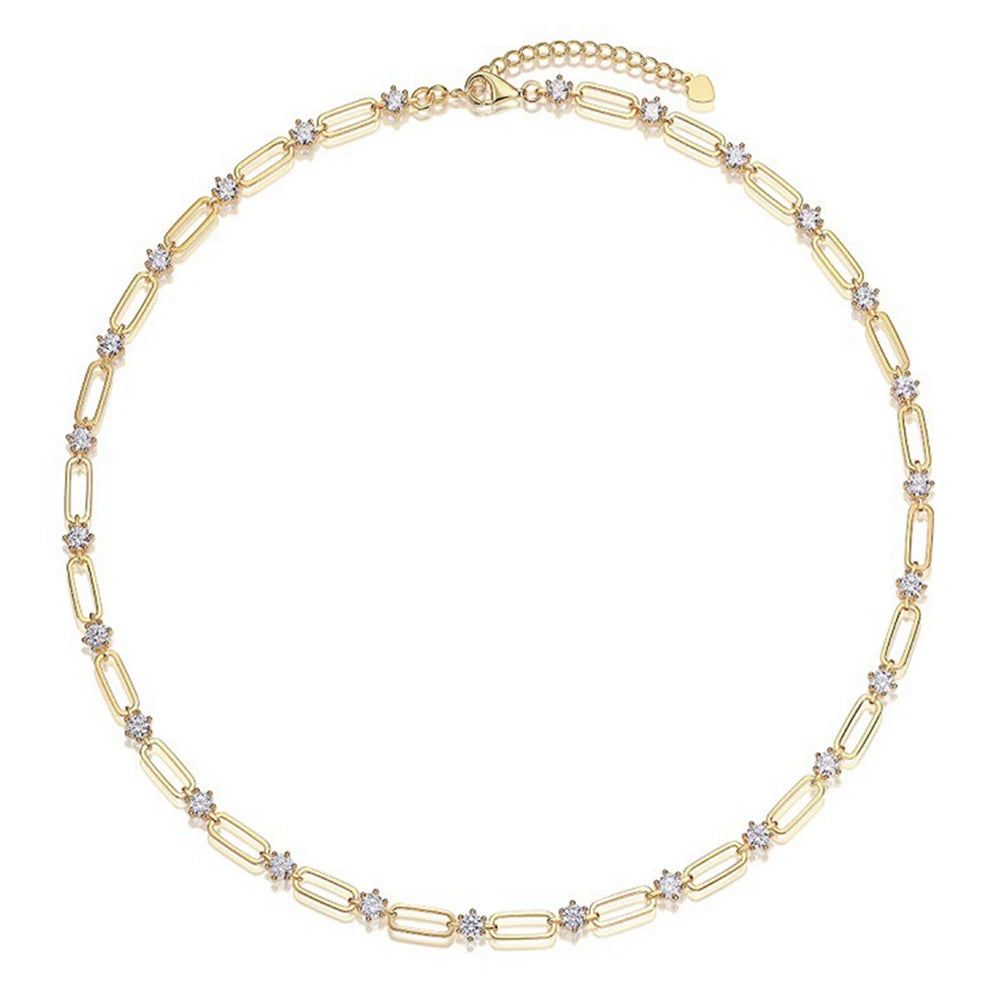 925 Sterling Silver Moissanite Clavicle Chain Necklace