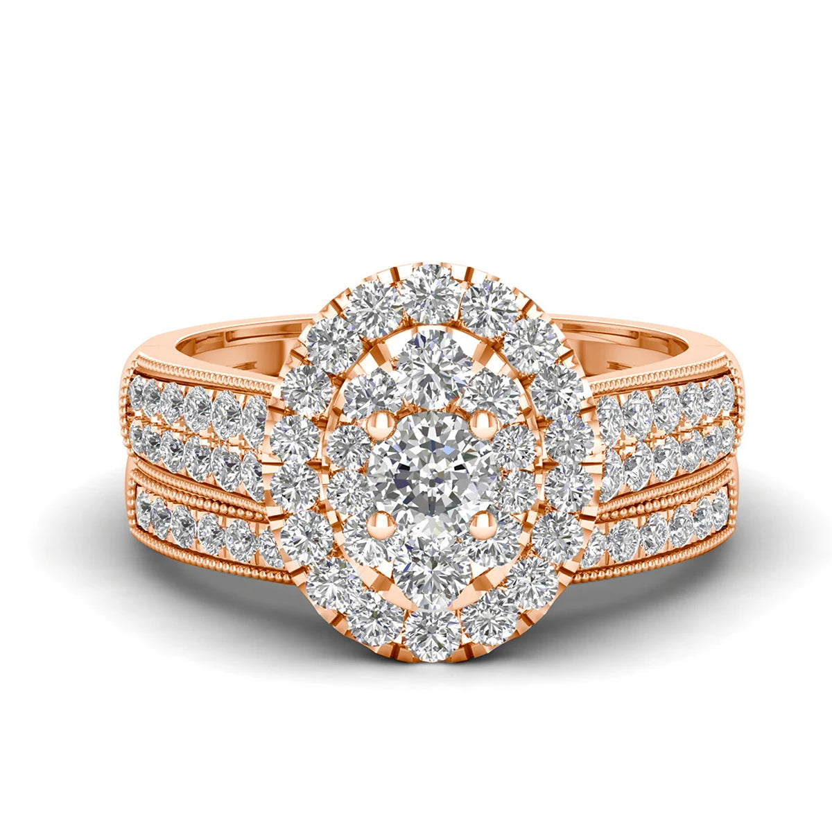 2PC 925 Sterling Silver Moissanite Ring