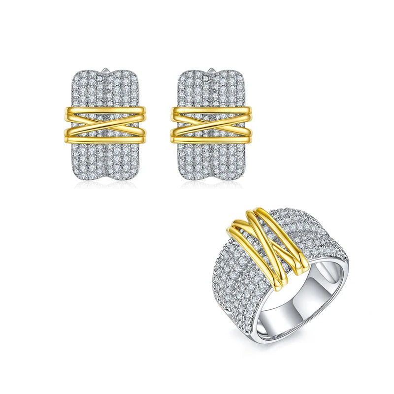 925 Sterling Silver Earrings Ring Sets Retro