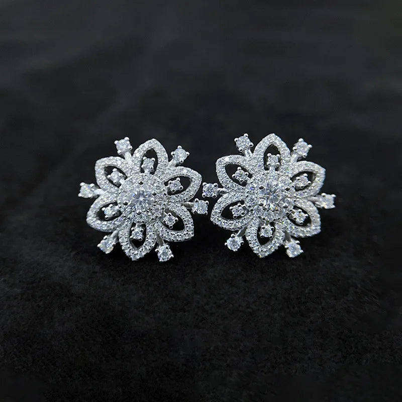 925 Sterling Silver Moissanite Snowflake Earrings