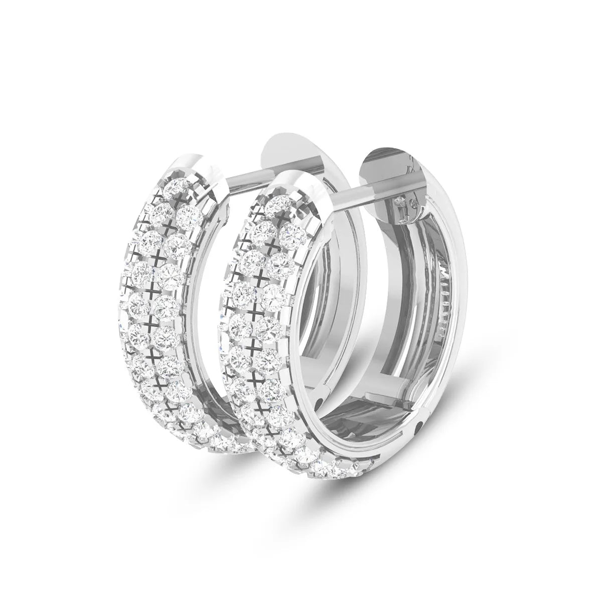 925 Sterling Silver Round Moissanite Diamond Hoop Earrings