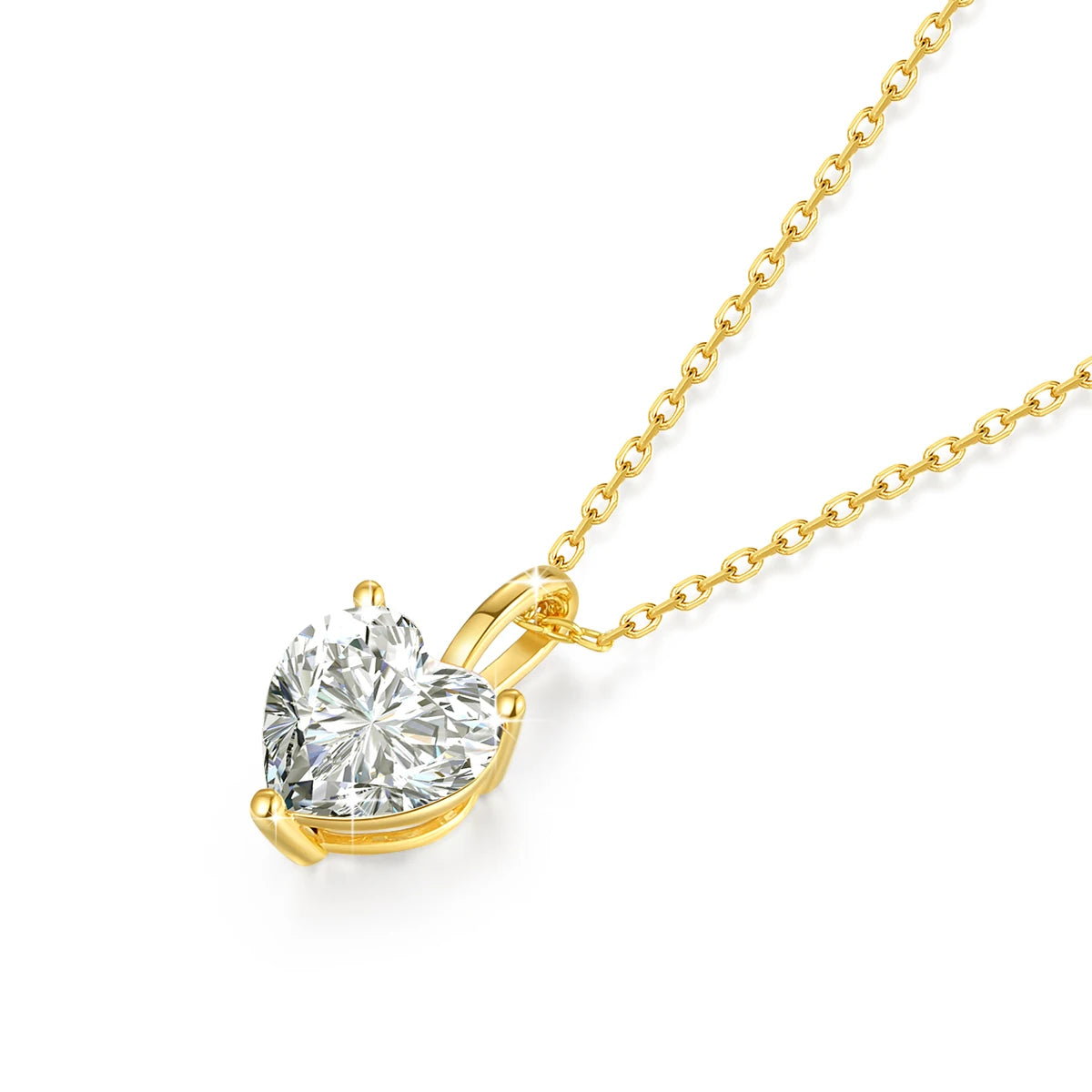 14K Gold Heart Shaped Moissanite Necklace