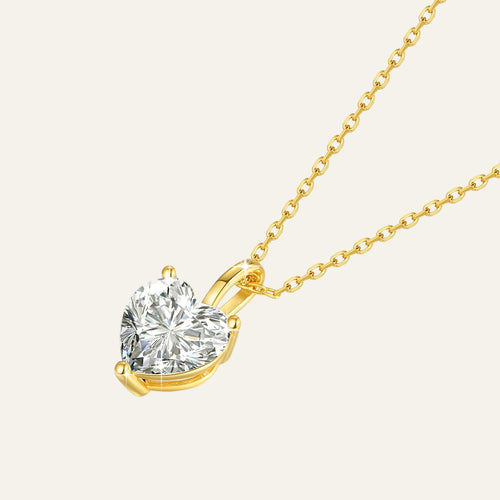 14K Gold Heart Shaped Moissanite Necklace