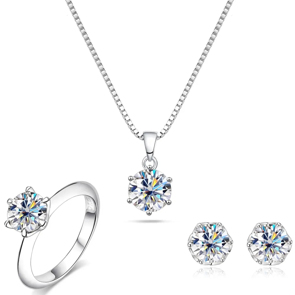 925 Sterling Silver Moissanite Jewelry Set