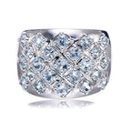 925 Sterling Silver Rhodium Finish Aquamarine Ring