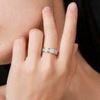 925 Sterling Silver Moissanite Row Ring