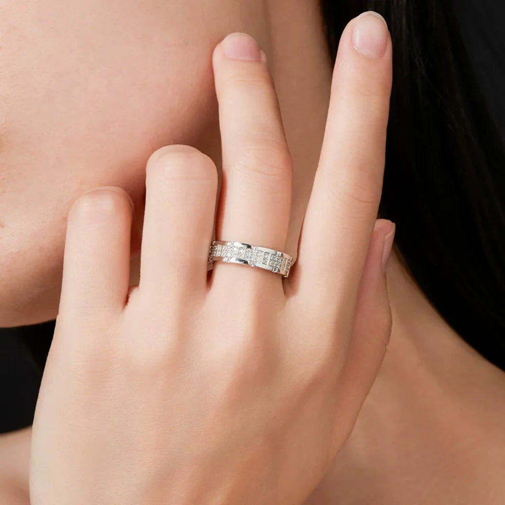 925 Sterling Silver Moissanite Row Ring