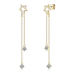 925 Sterling Silver Moissanite Tassel Drop Earrings