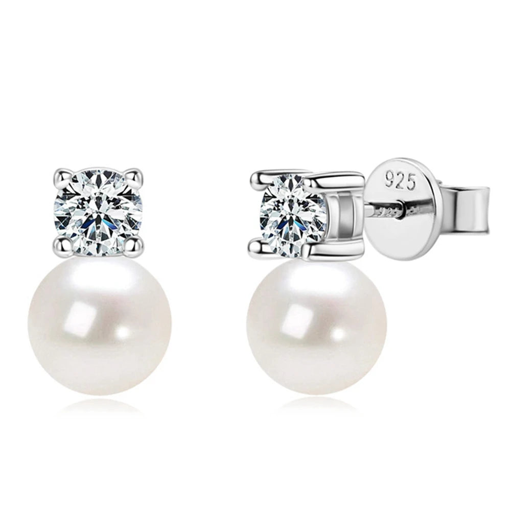 Sterling Silver 925 6.5–7mm Pearl Stud Earrings