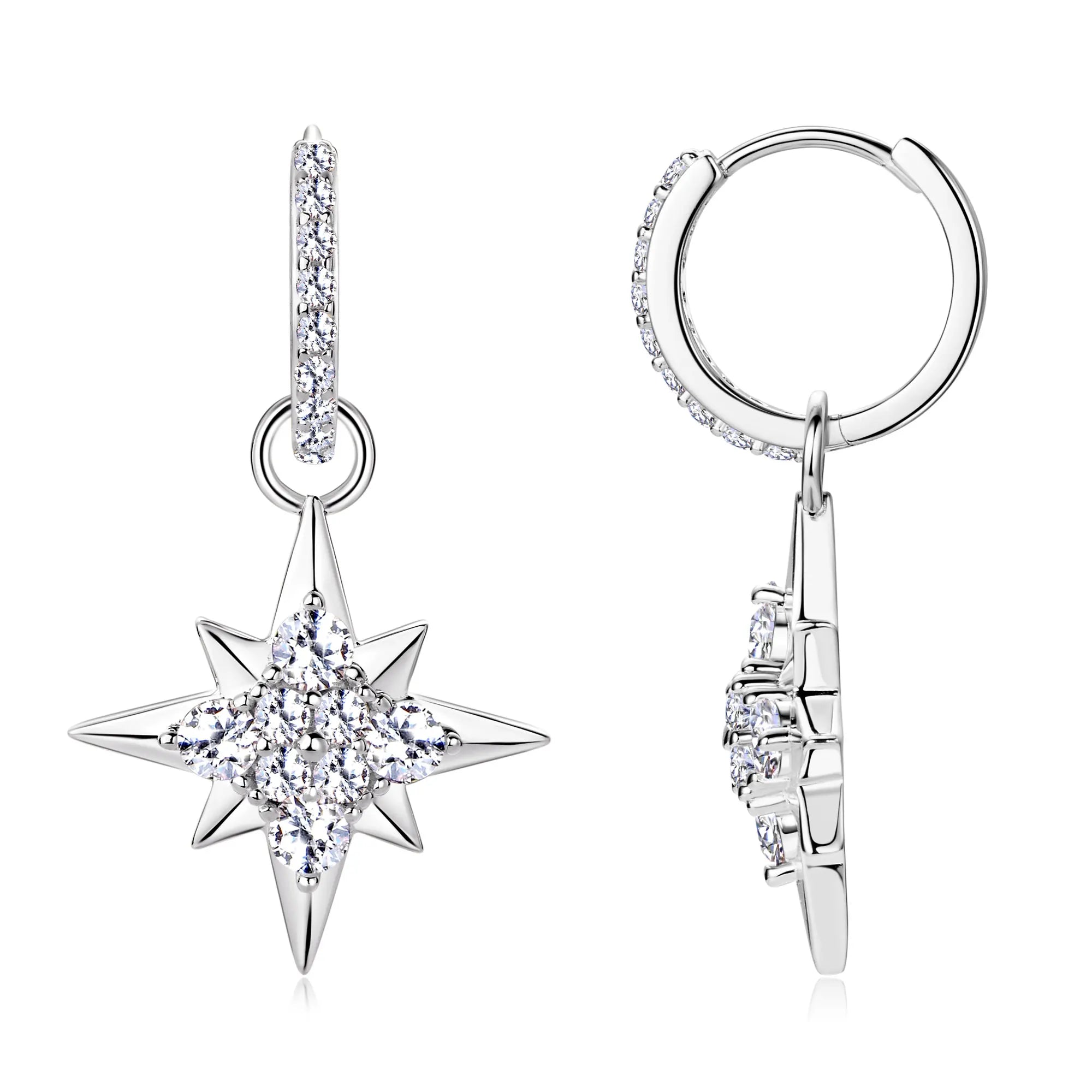 925 Sterling Silver 18k  Gold Moissanite Star Earrings