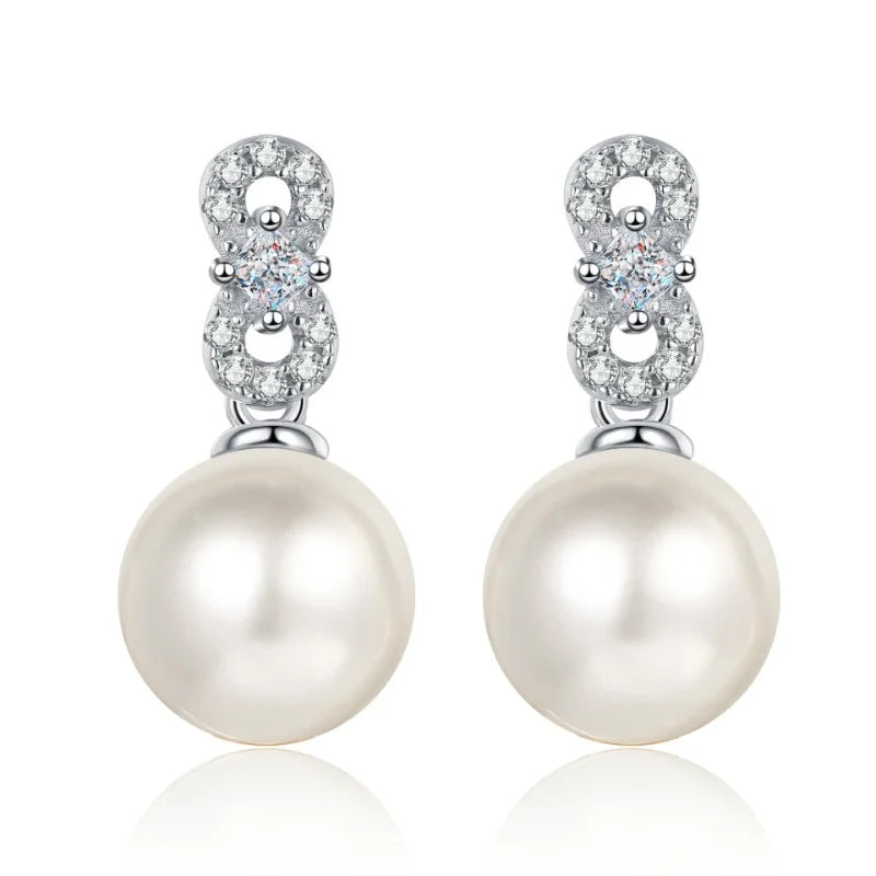 925 Silver Moissanite Pearl Drop Earrings