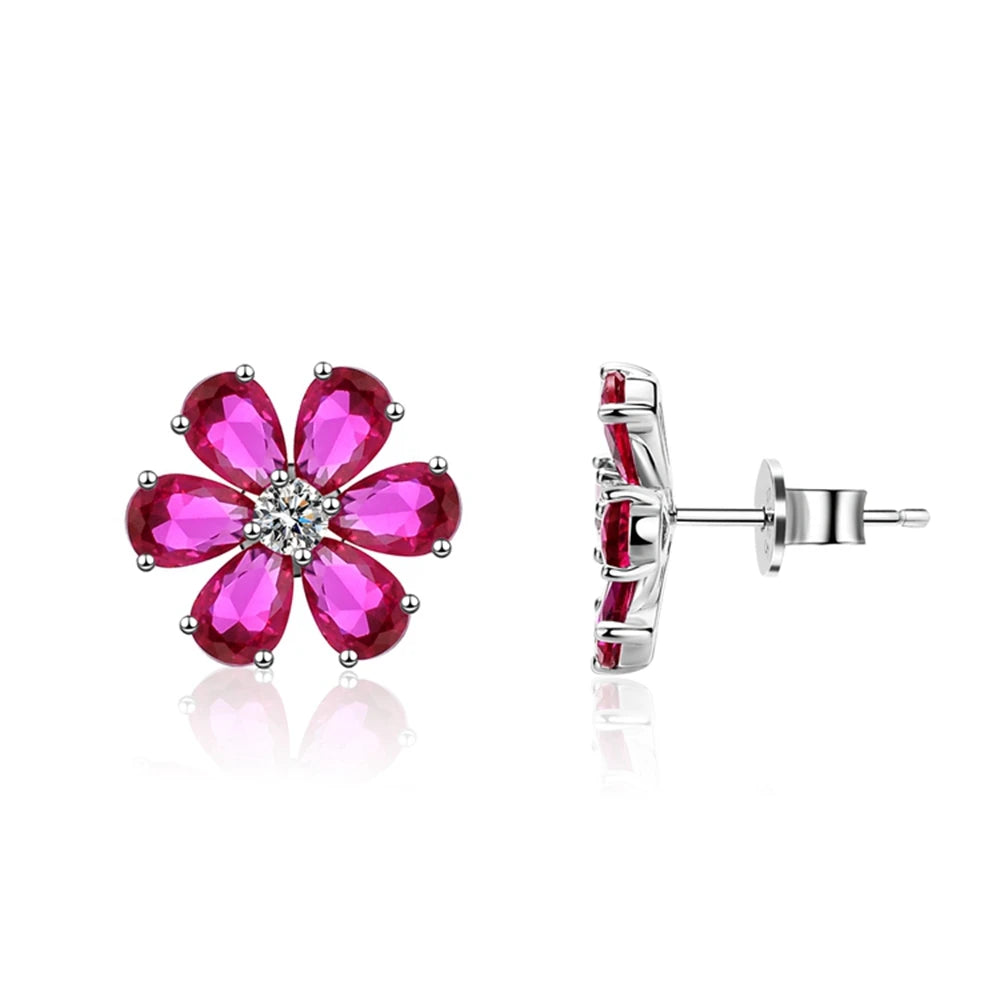 White Gold Plated Sapphire Stud Earrings