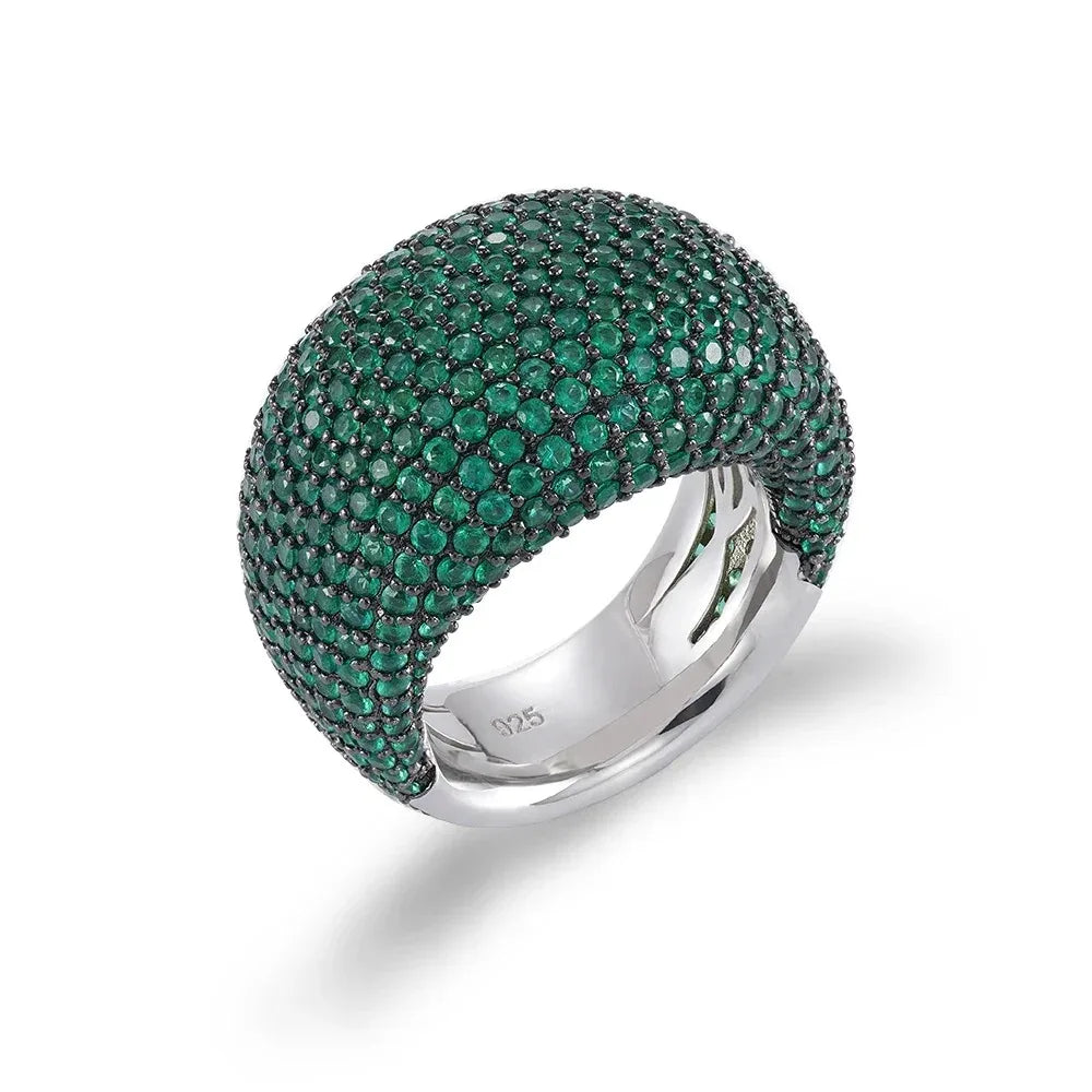 925 Sterling Silver Zircon Pave Ring