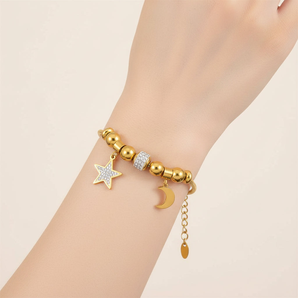 Charm Bracelet with Star & Moon