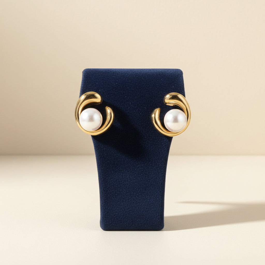 Sculpted Pearl Stud Earrings