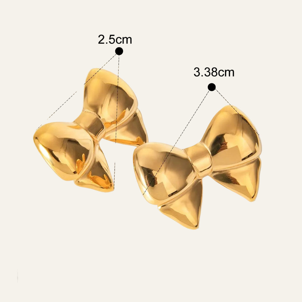 18K Gold Plated Bow Stud Earrings