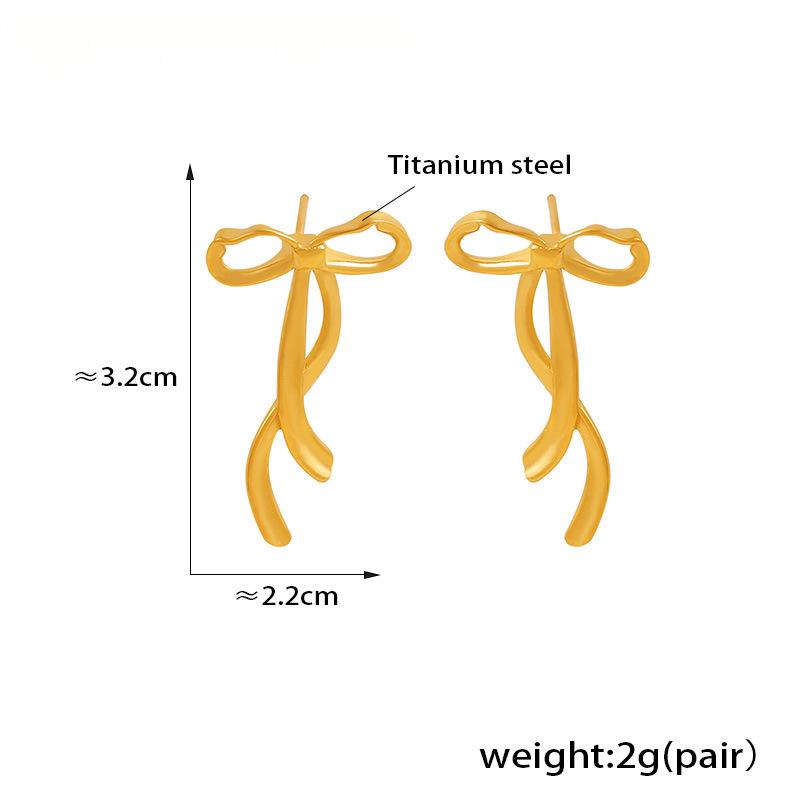 Golden Bow Drop Earrings | Waterproof 18K Gold Plated