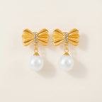 Elegant Charm Bow Earrings with Zirconia Accents