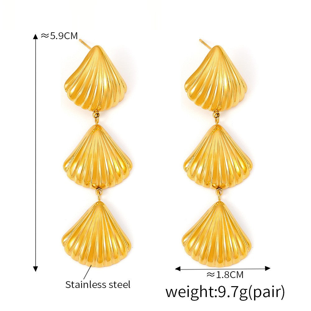 Golden Shell Drop Earrings – Premium Waterproof 18k Gold Plated