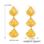Golden Shell Drop Earrings – Premium Waterproof 18k Gold Plated