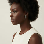 Geometric Pearl Drop Earrings - 18k  Gold plated