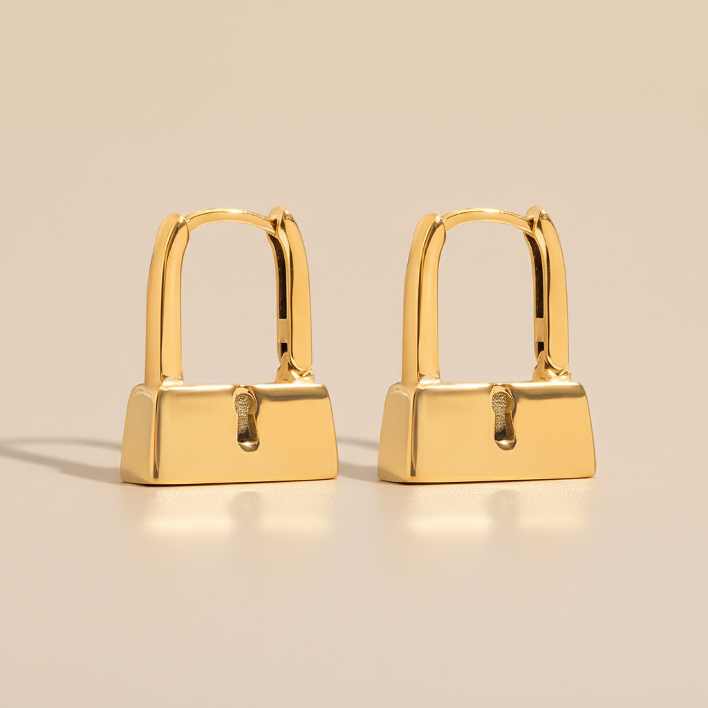 Modern Lock Hoop Earrings