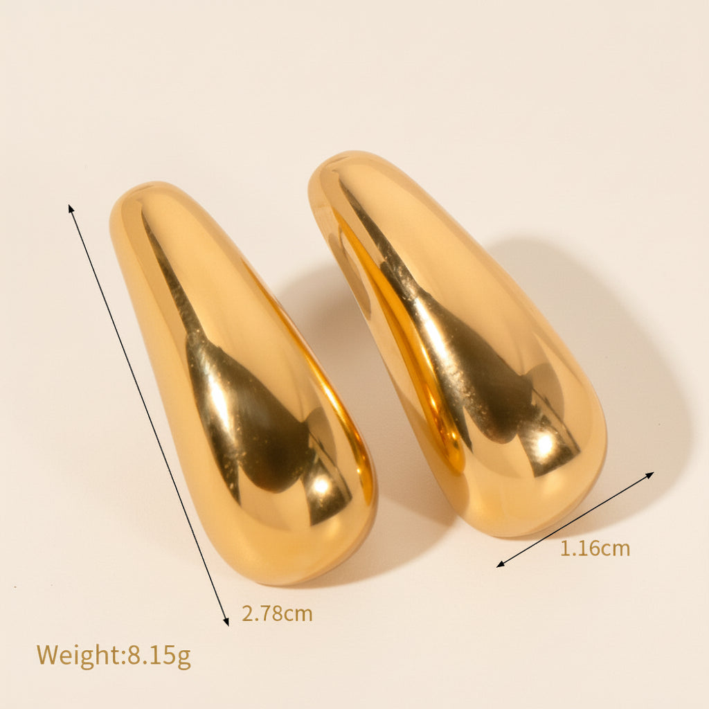 Bold Teardrop Earrings Gold Plated