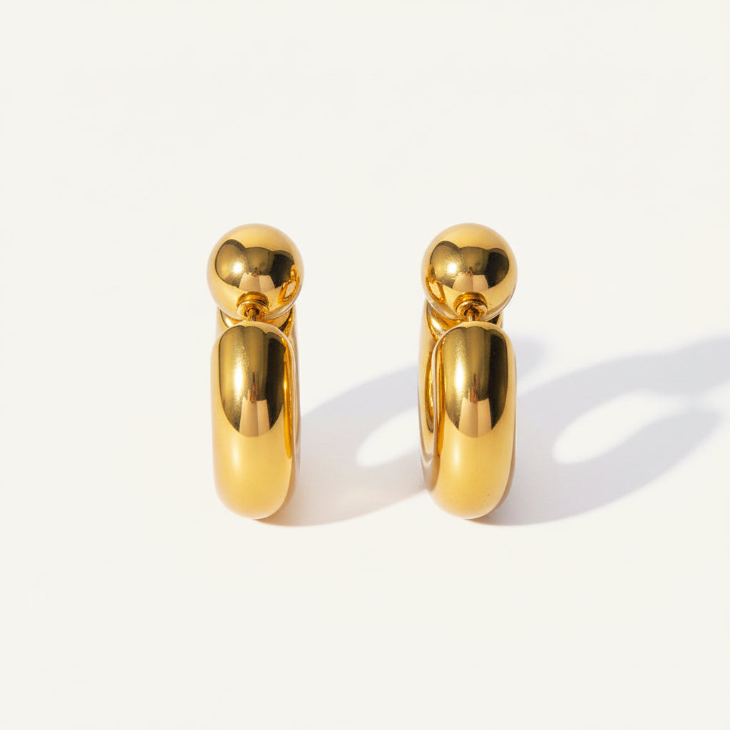 Modern Chunk Hoop Stud Earrings