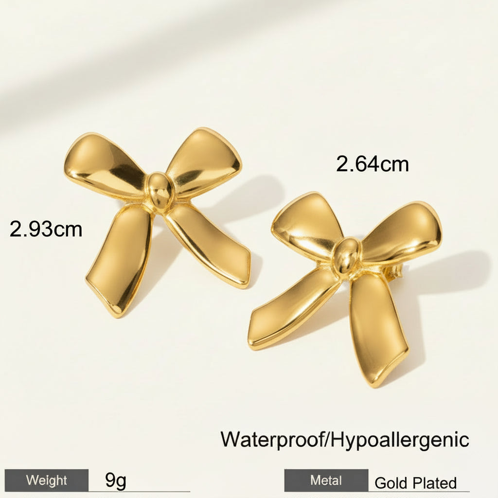 18K Gold Plated Bow Earrings