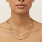 Triple Layer Gold Plated Chain Necklace