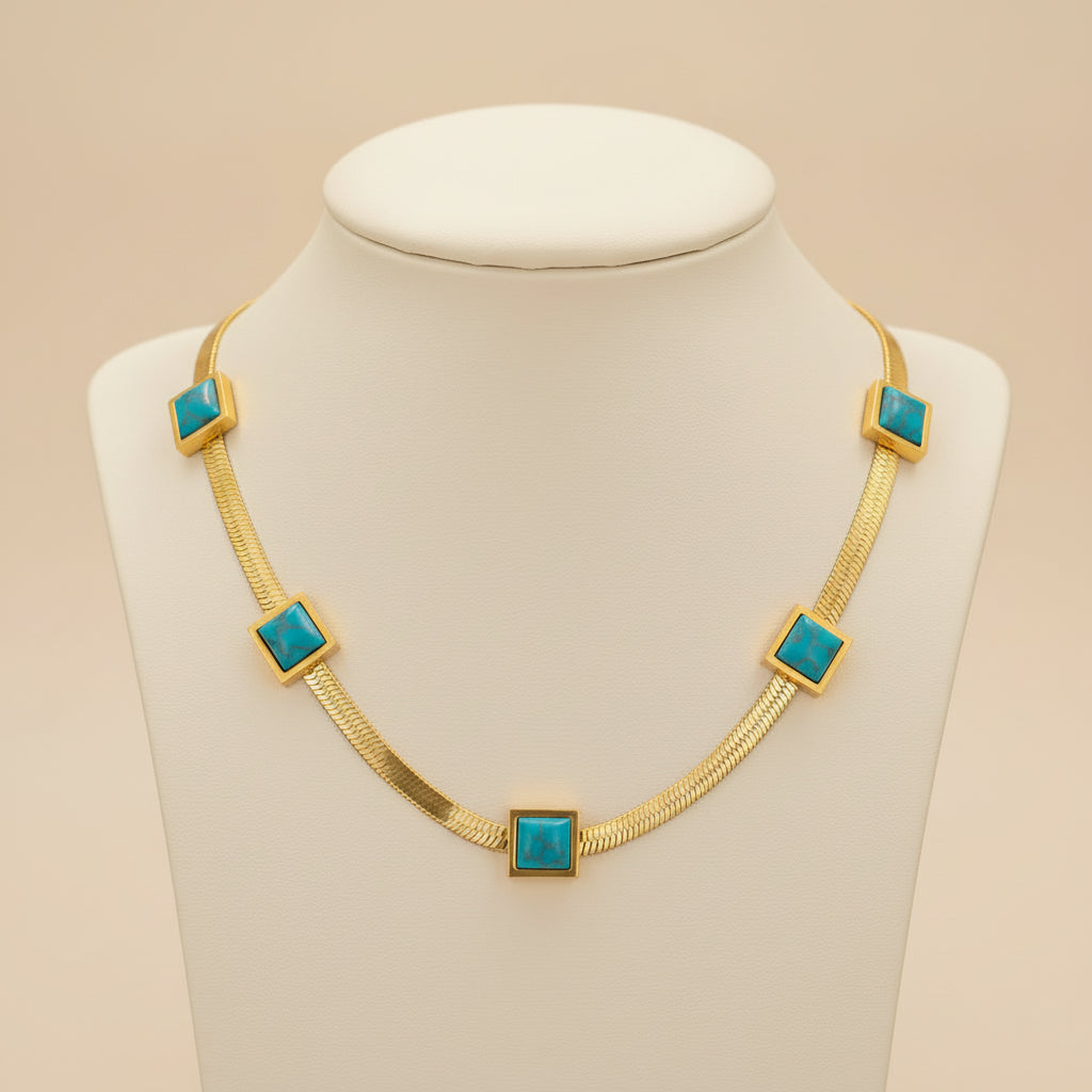 Square Turquoise Station Necklace