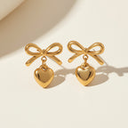 Romantic Elegance Heart Bow Earrings