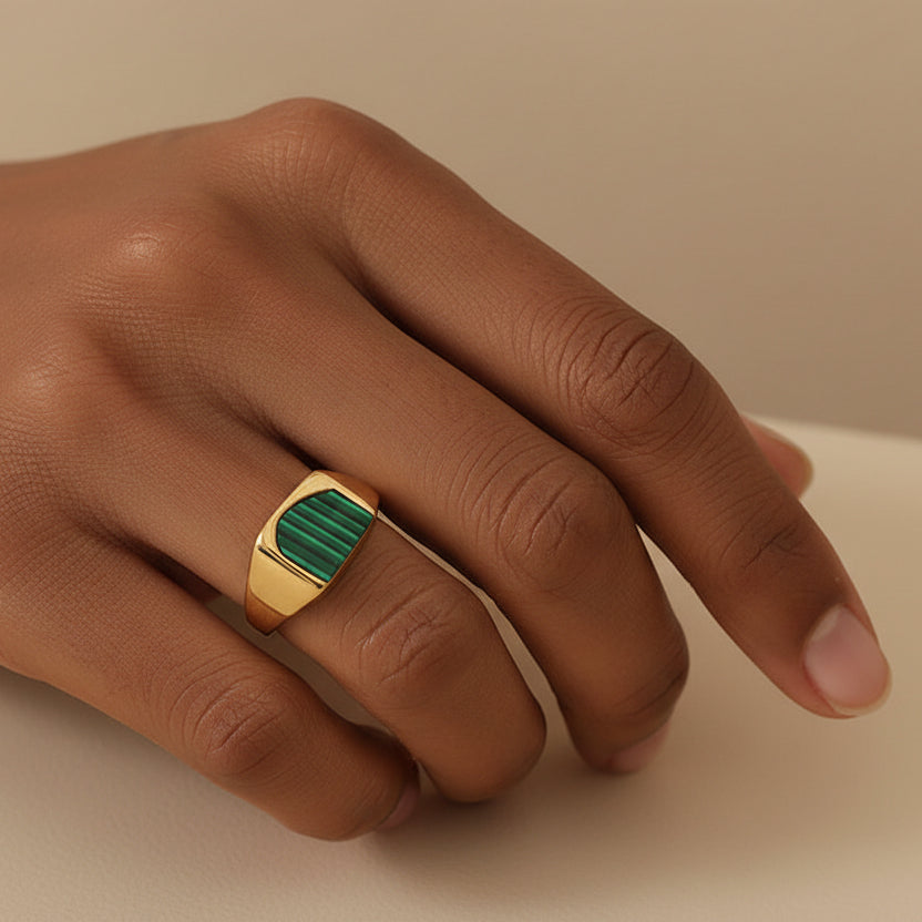 Green Stone modern Statement Ring