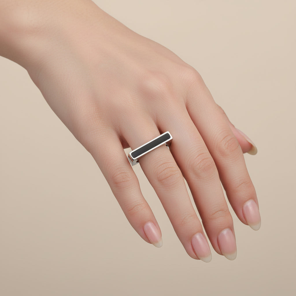 Modern Acrylic & Gold Tone Stainless Steel Ring