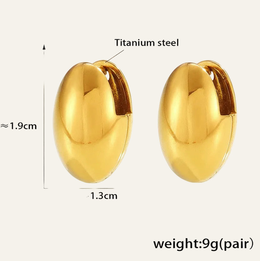18K Gold Plated Bold Oval Hoop Earrings