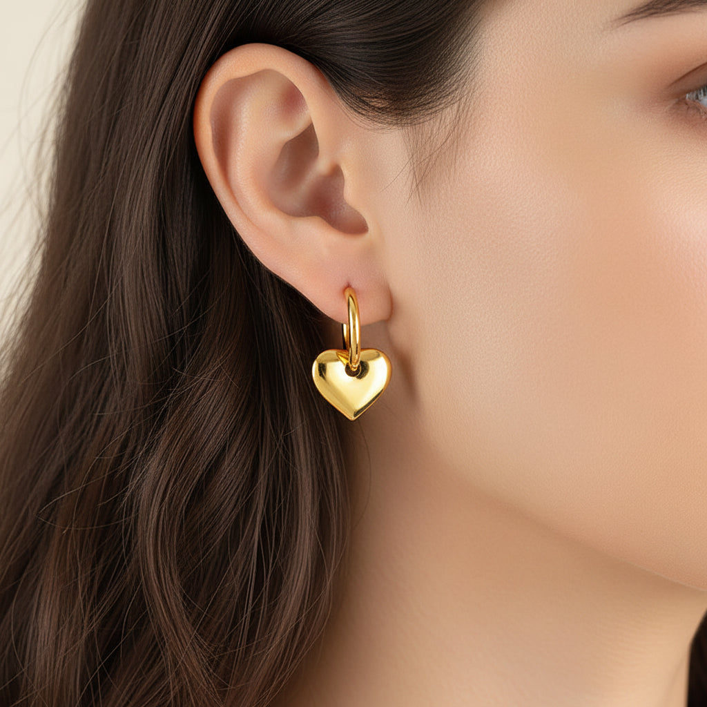 Lutche Heart Charm Hoop Earrings