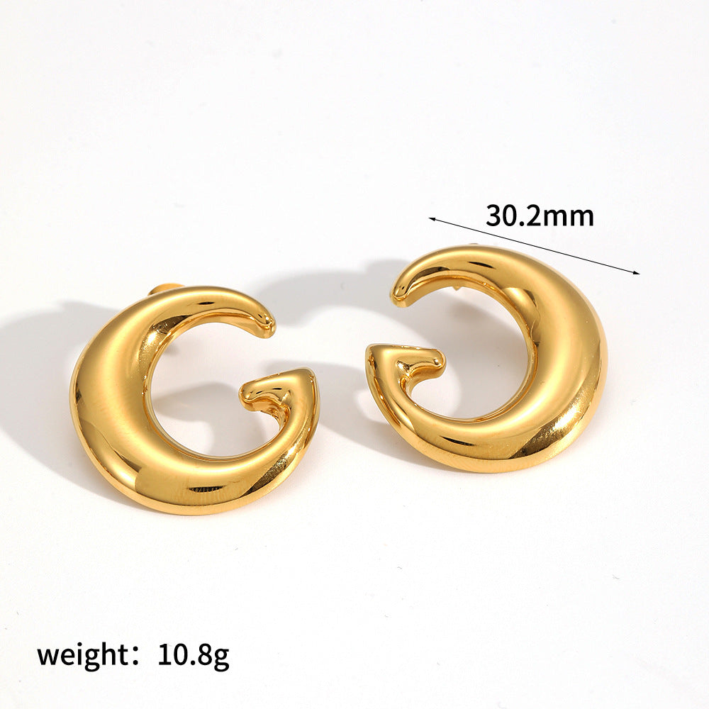 Golden Curve Hoop Earrings – Premium Waterproof Gold Plated