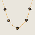 Black Flower Necklace & Bracelet Set