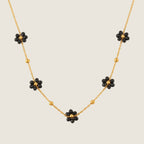 Black Flower Necklace & Bracelet Set
