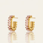 Gold Plated Green Zirconia Hoop Earrings