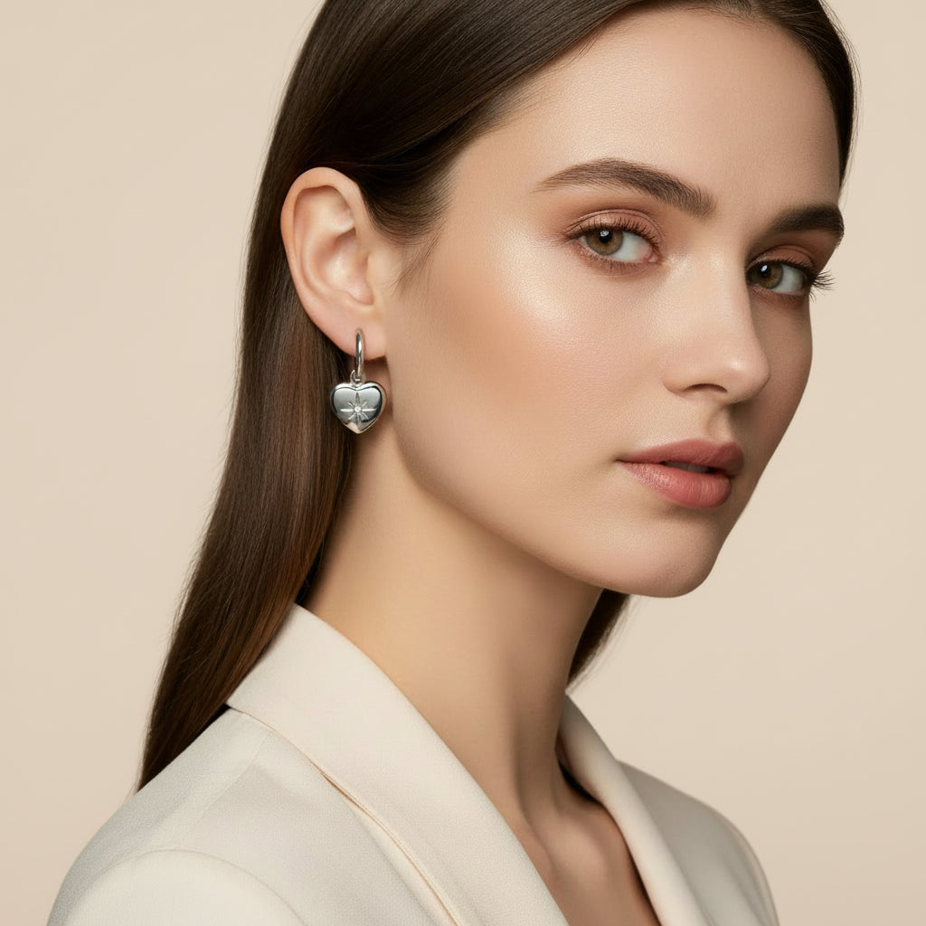 Heart Star Charm Hoop Earrings