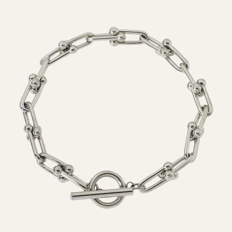 18K Gold Plated Link Bracelet with Toggle Clasp