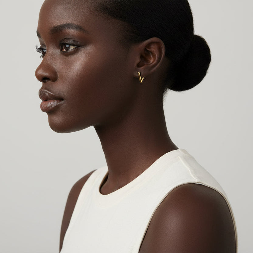 Lutche Star & Triangle Hoop Earrings Gold Plated