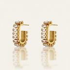 Gold Plated Green Zirconia Hoop Earrings