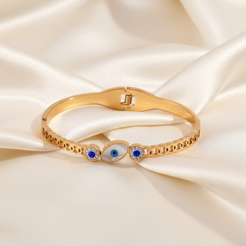 Bangle Evil Eye Blue Zirconia Accents