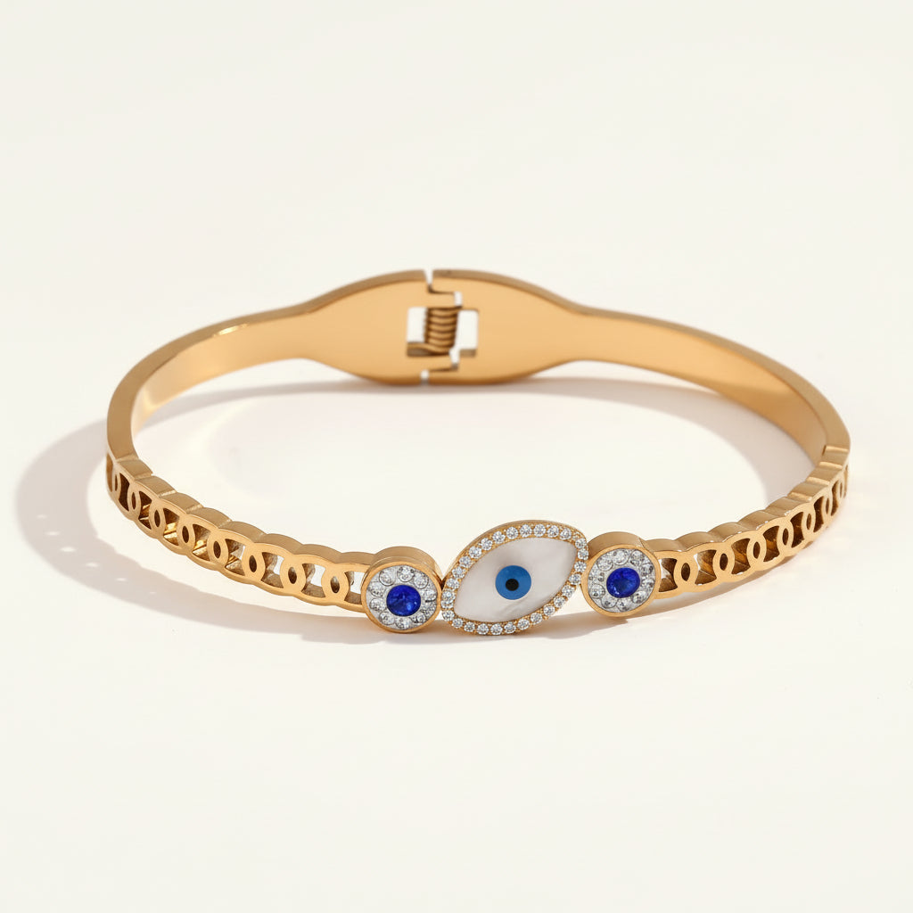 Bangle Evil Eye Blue Zirconia Accents