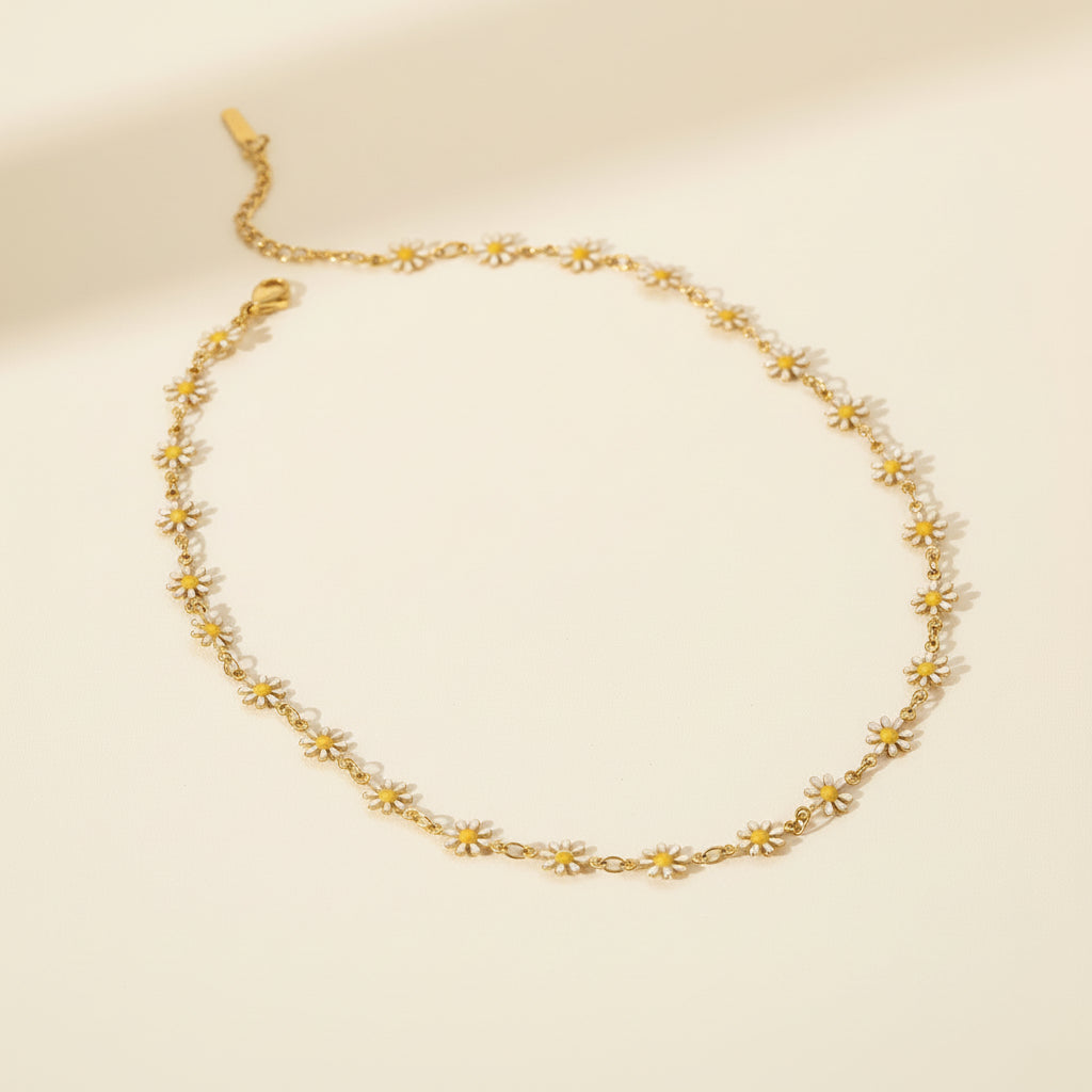 Gold Daisy Flower Necklace