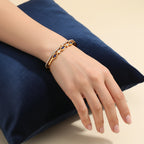18K Gold Plated Bangle with Blue Eye Motifs and Zirconia Accents