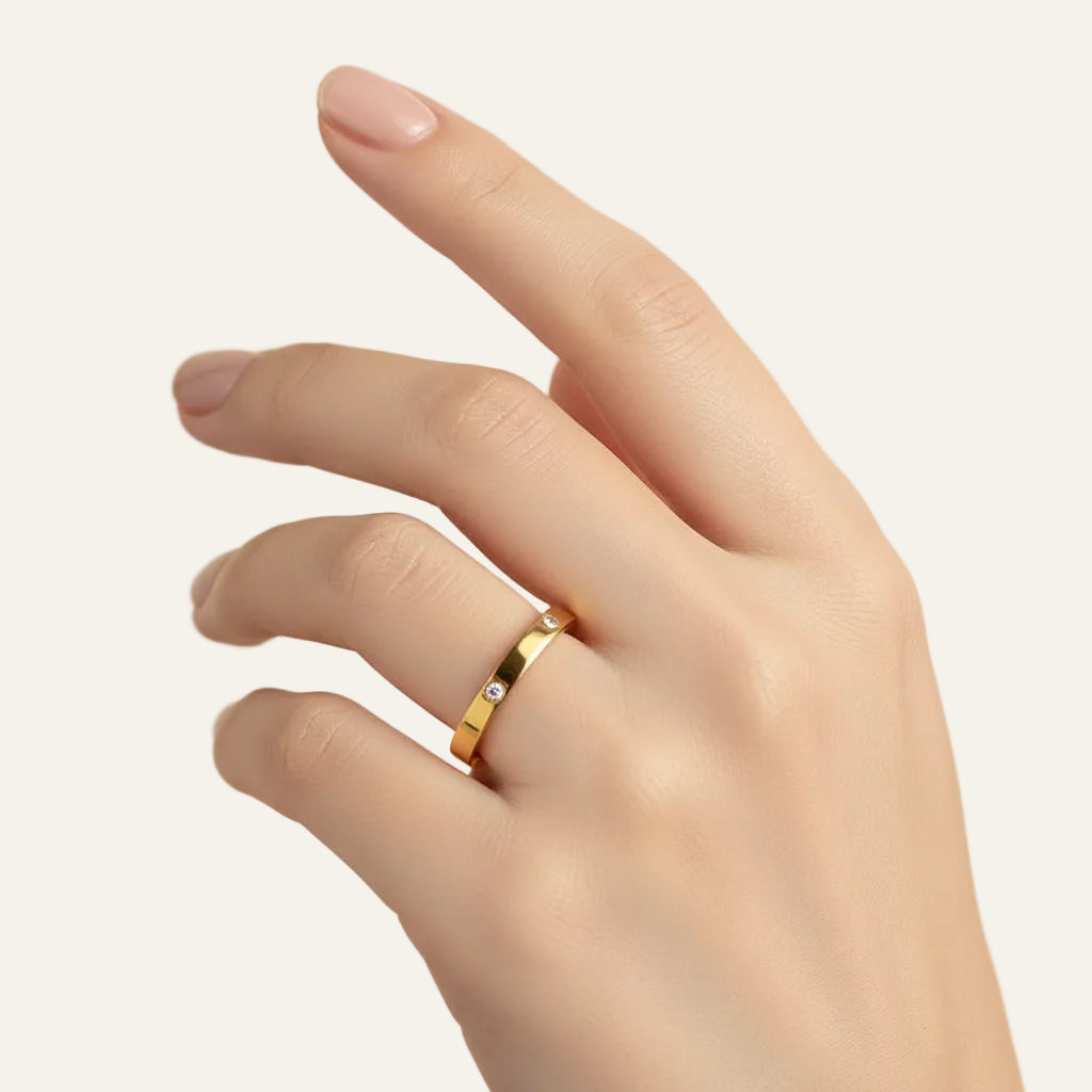 Ring Titanium Steel with Rhinestones