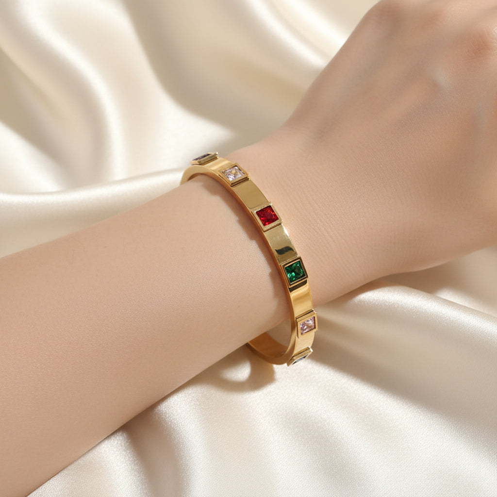 Bangle with Colorful Gemstones